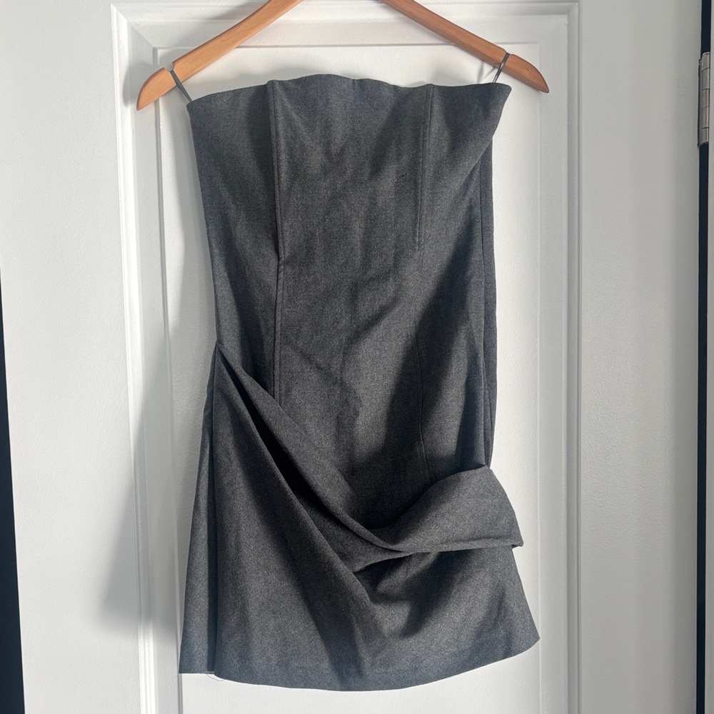 ZARA Elegant Gray Strapless Dress NWT